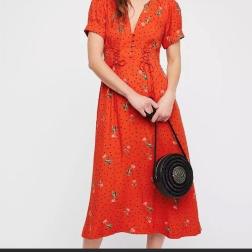 Free people cherry print midi dress